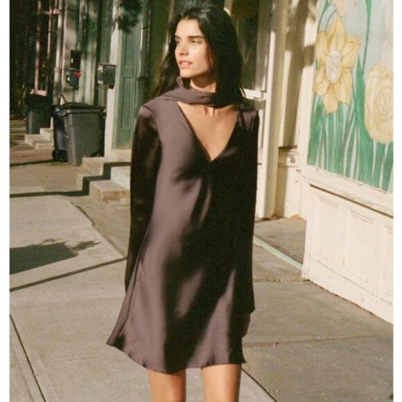 ZARA SATIN EFFECT SCARF DRESS - Picture 5 of 7